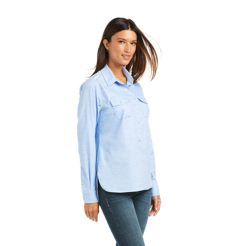 Blusas Ariat Loyola Popover Azules Claro Mujer - Chile 918-UQESIL